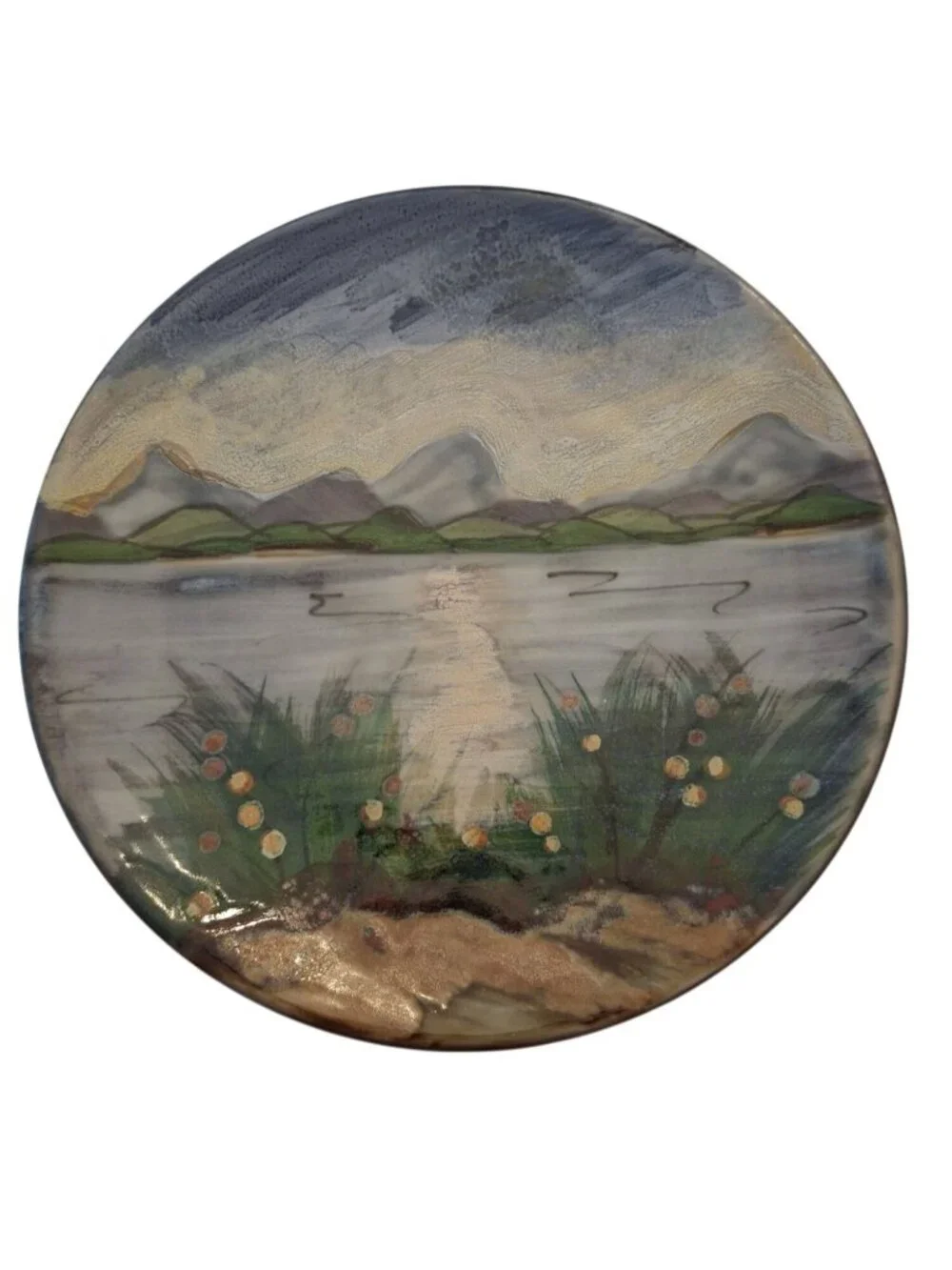 Highland Stoneware Scotland Hand Painted Landscape Plate Wall Hanging Signed